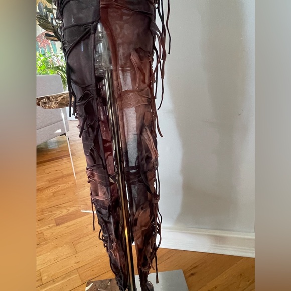 MICAS Tie Dye Distressed Mesh Bodycon Halter maxi dress - Picture 8 of 8